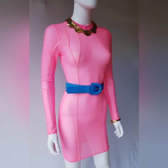 Pink Neon Mesh Dress 🩷 - Picture 3 of 9